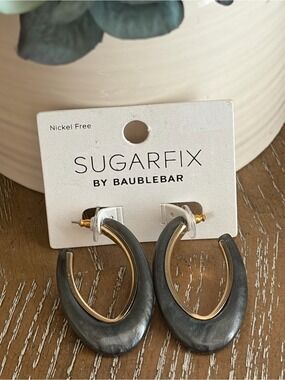 SUGARFIX by BaubleBar Slate Gray Gold Statement Earrings Nickel Free